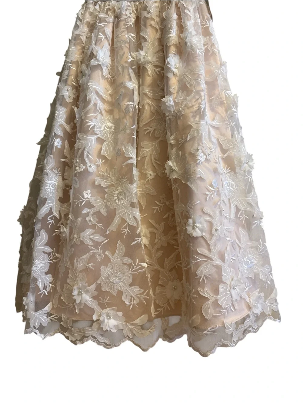 Rare Editions White Lace Dress w/ Taupe Lining Girls Size 8 NWT - Picture 4 of 11
